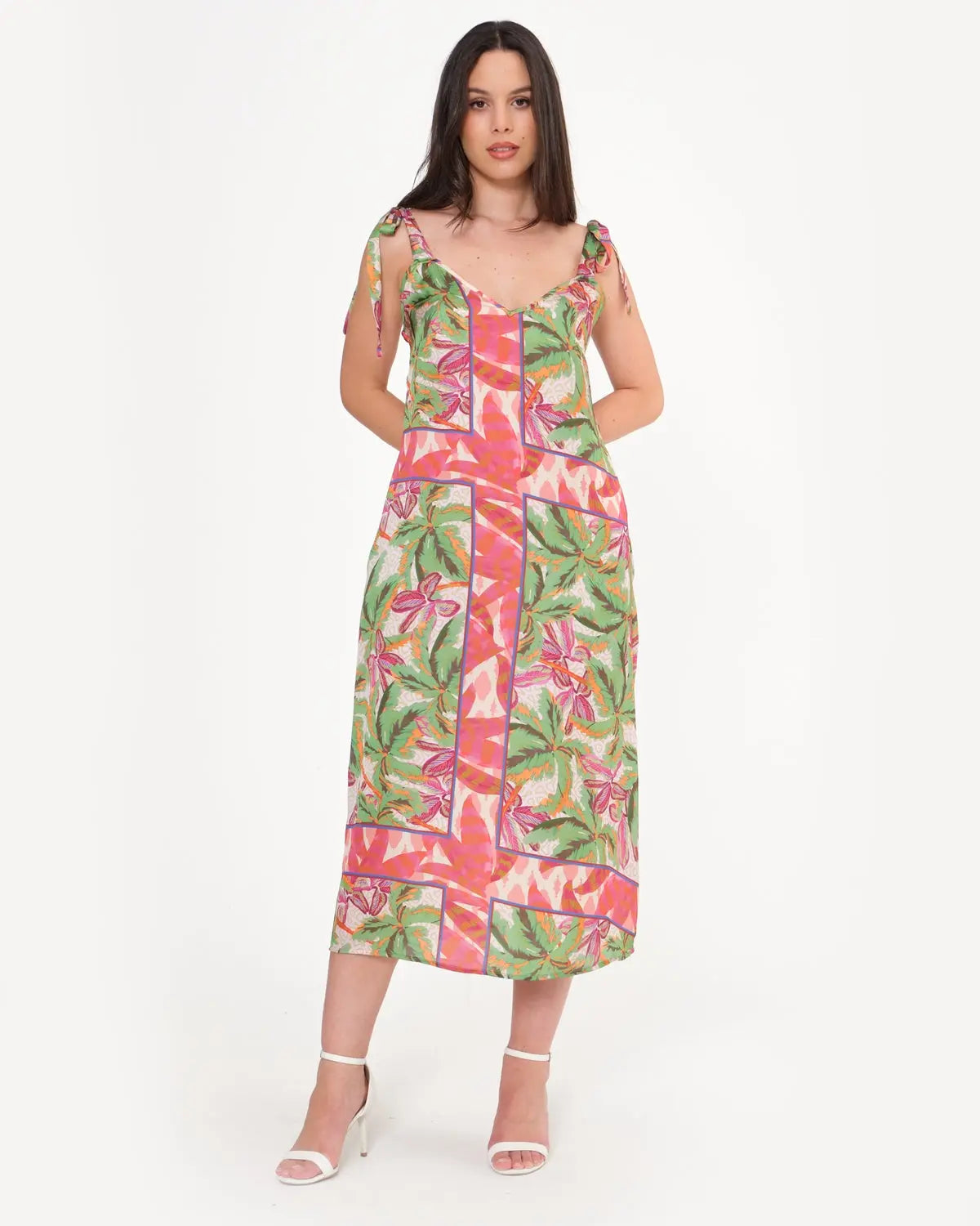 Abito lungo in fantasia VERDE DORABELLA