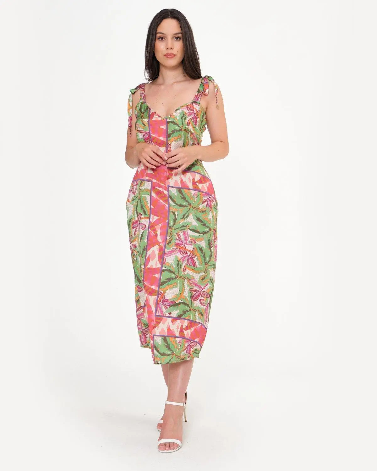 Abito lungo in fantasia VERDE DORABELLA