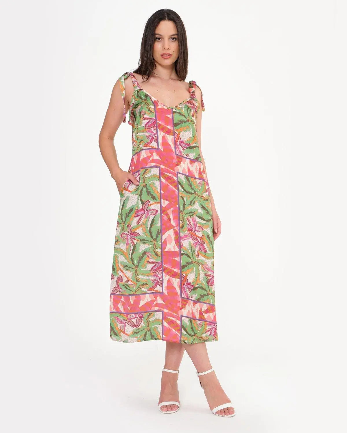 Abito lungo in fantasia VERDE DORABELLA