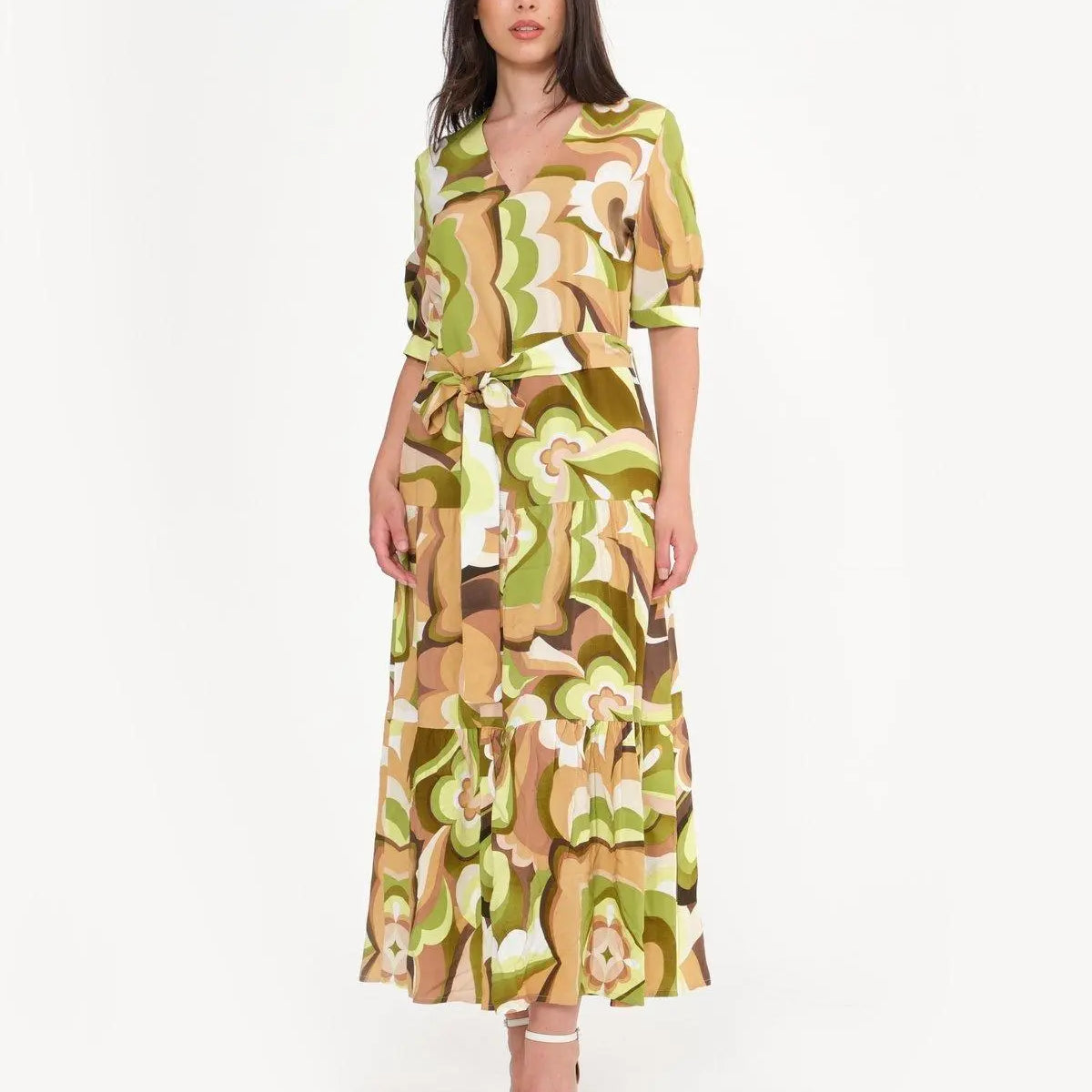 Abito lungo in fantasia VERDE DORABELLA XXL