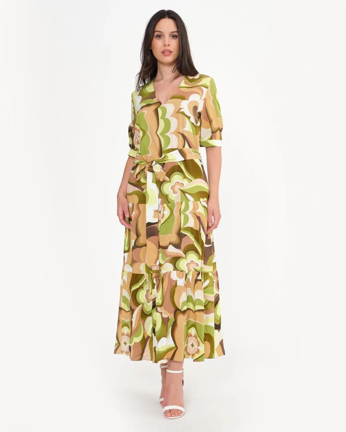 Abito lungo in fantasia VERDE DORABELLA XXL