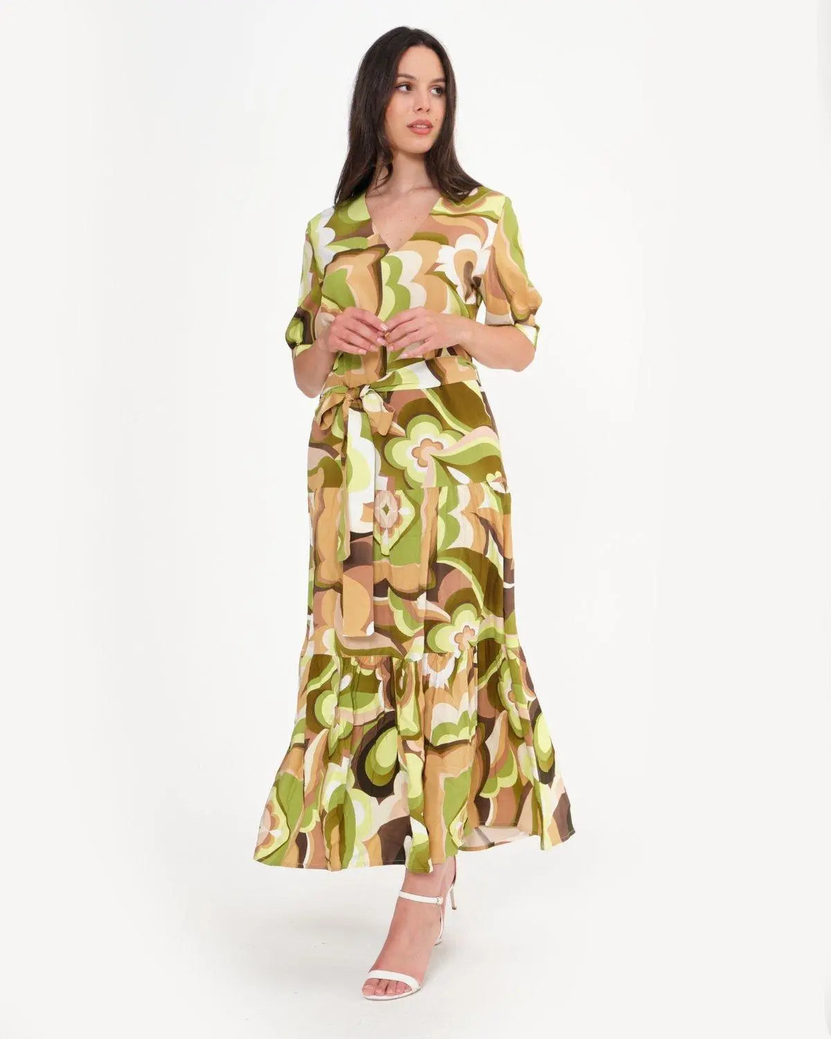 Abito lungo in fantasia VERDE DORABELLA