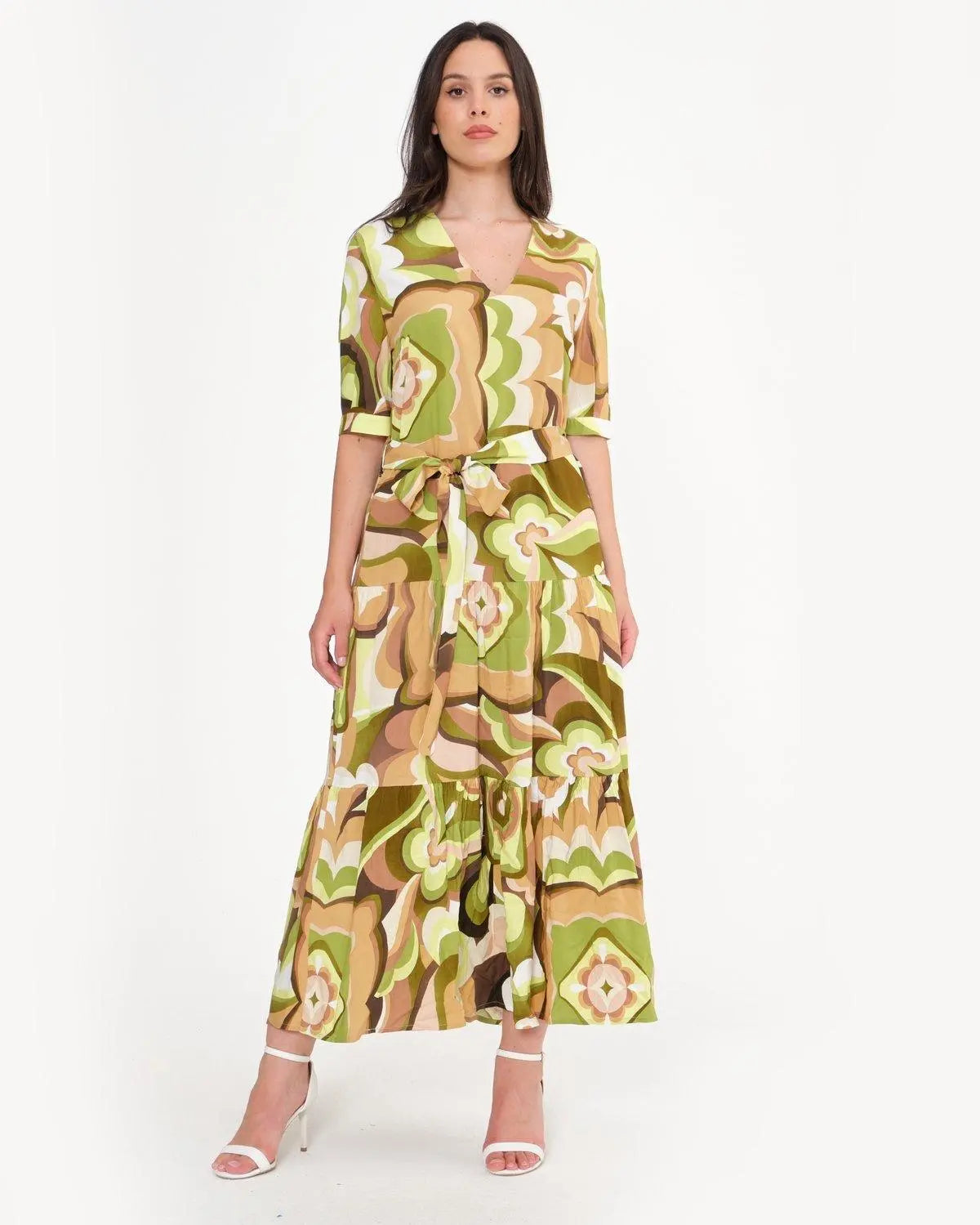 Abito lungo in fantasia VERDE DORABELLA