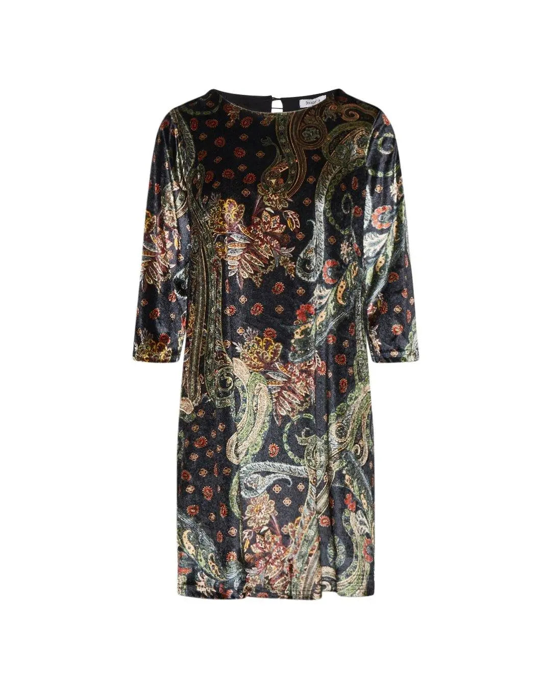 Abito stampa paisley NERO-VERDE DORABELLA XXL