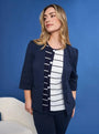 Blazer corto senza revers in jersey punto Milano elasticizzato di misto cotone BLU DORABELLA 54