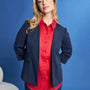 Blazer corto senza revers in jersey punto Milano elasticizzato di misto cotone BLU DORABELLA