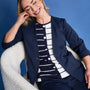 Blazer corto senza revers in jersey punto Milano elasticizzato di misto cotone BLU DORABELLA