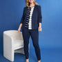 Blazer corto senza revers in jersey punto Milano elasticizzato di misto cotone BLU DORABELLA