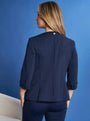 Blazer corto senza revers in jersey punto Milano elasticizzato di misto cotone BLU DORABELLA