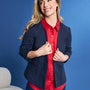 Blazer corto senza revers in jersey punto Milano elasticizzato di misto cotone BLU DORABELLA