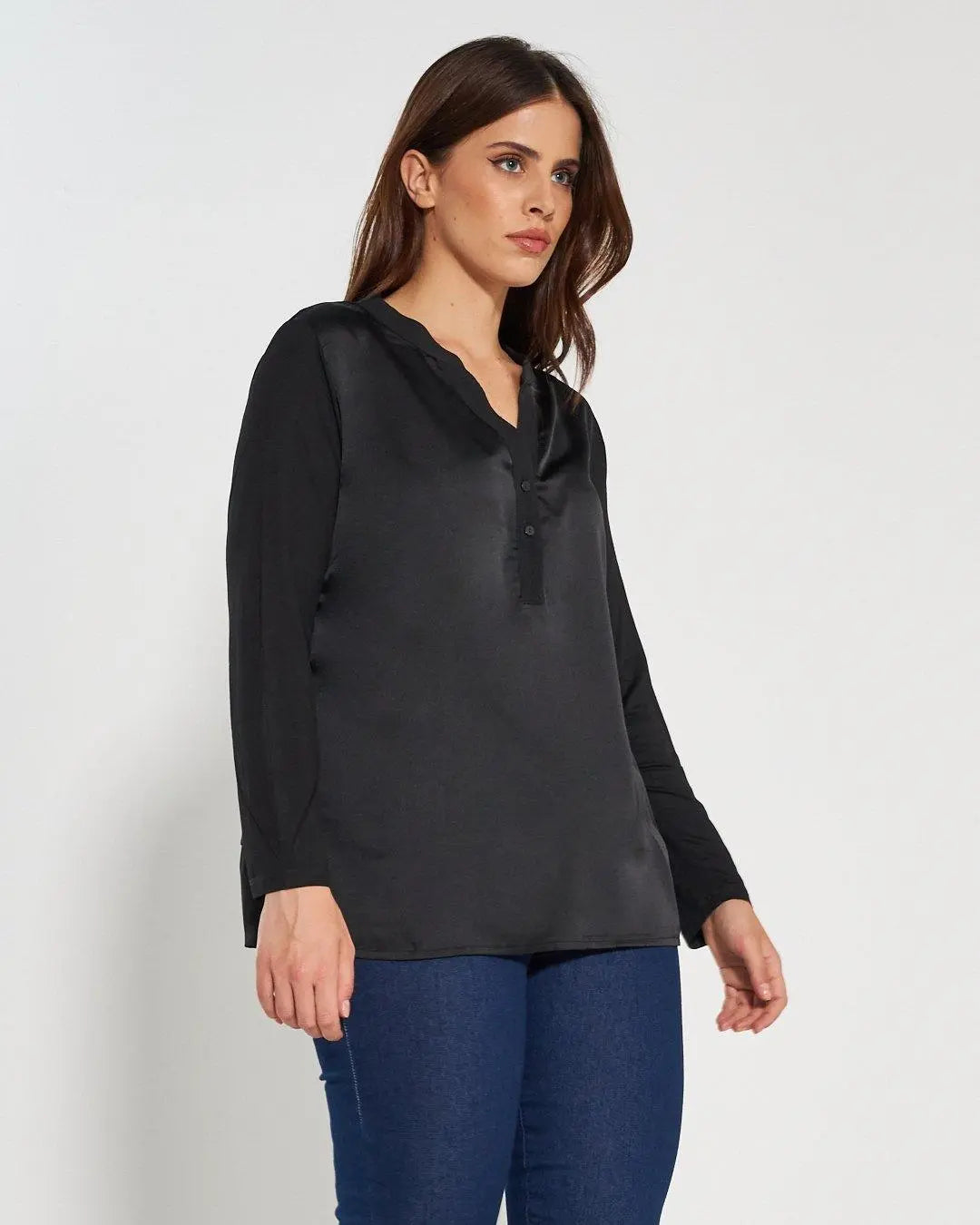 Blusa bi-materiale BLACK DORABELLA PIU'