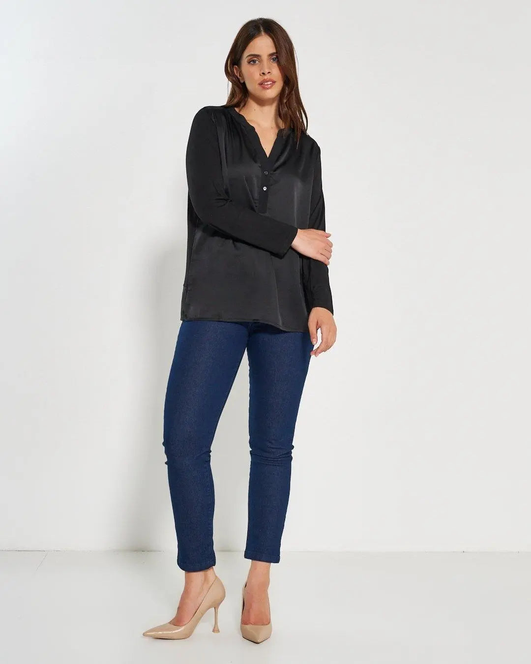 Blusa bi-materiale BLACK DORABELLA PIU'