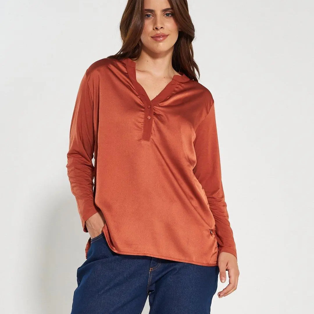 Blusa bi-materiale CANNELLA DORABELLA PIU' XXXL
