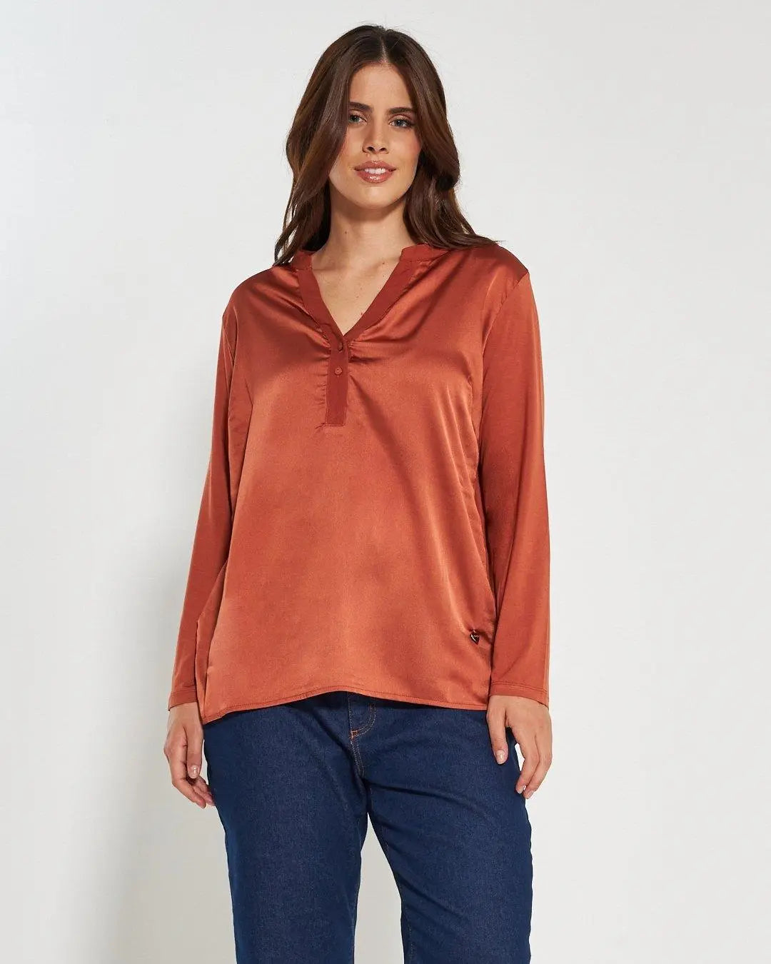 Blusa bi-materiale CANNELLA DORABELLA PIU'