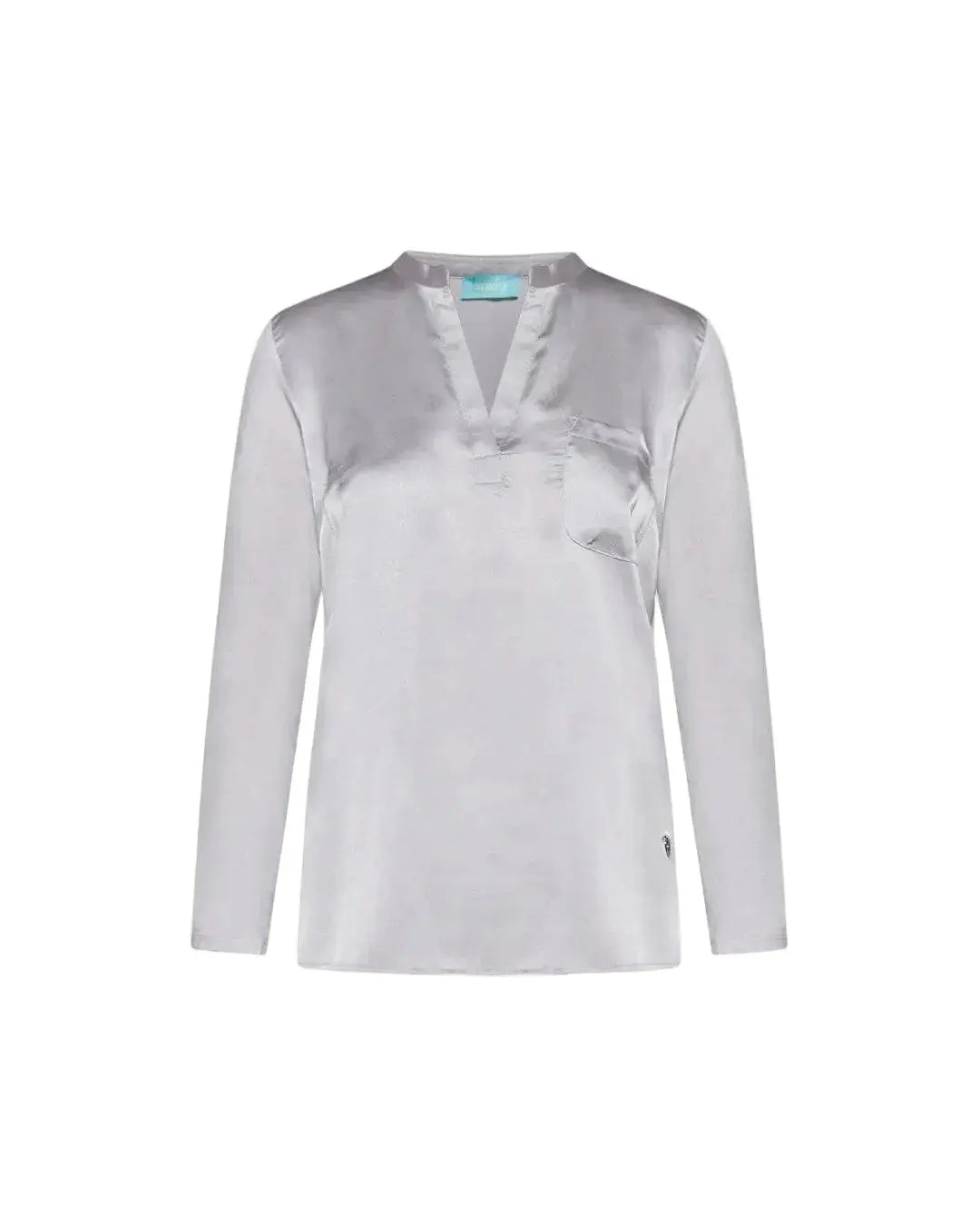 Blusa bi-materiale GRIGIO PERLA DORABELLA