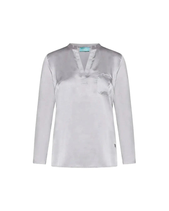 Blusa bi-materiale GRIGIO PERLA DORABELLA