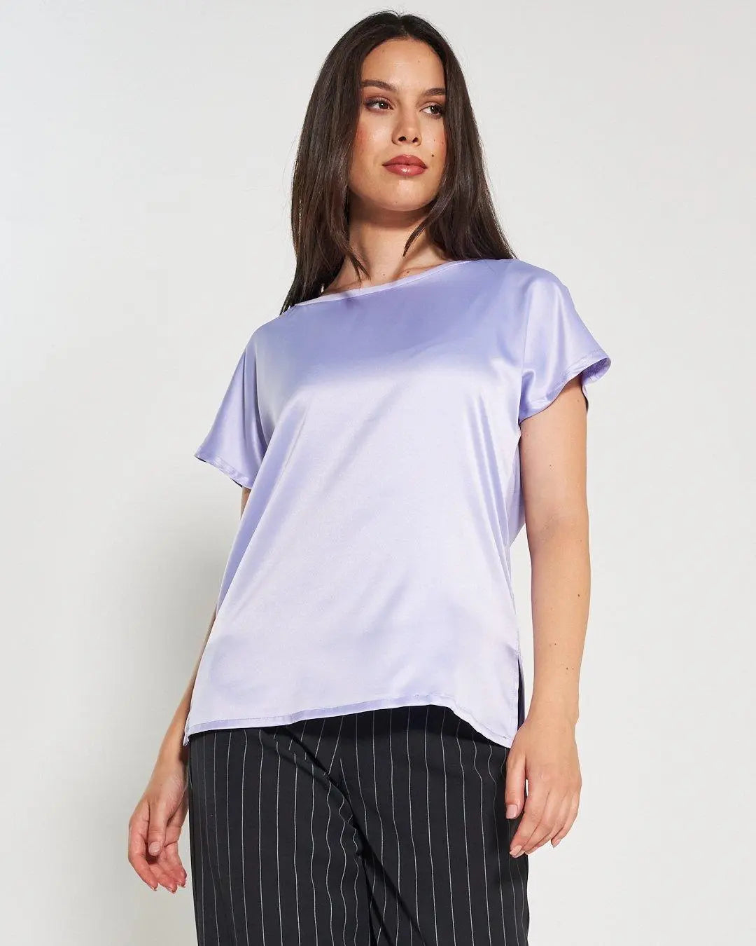 Blusa bi-materiale LILLA DORABELLA
