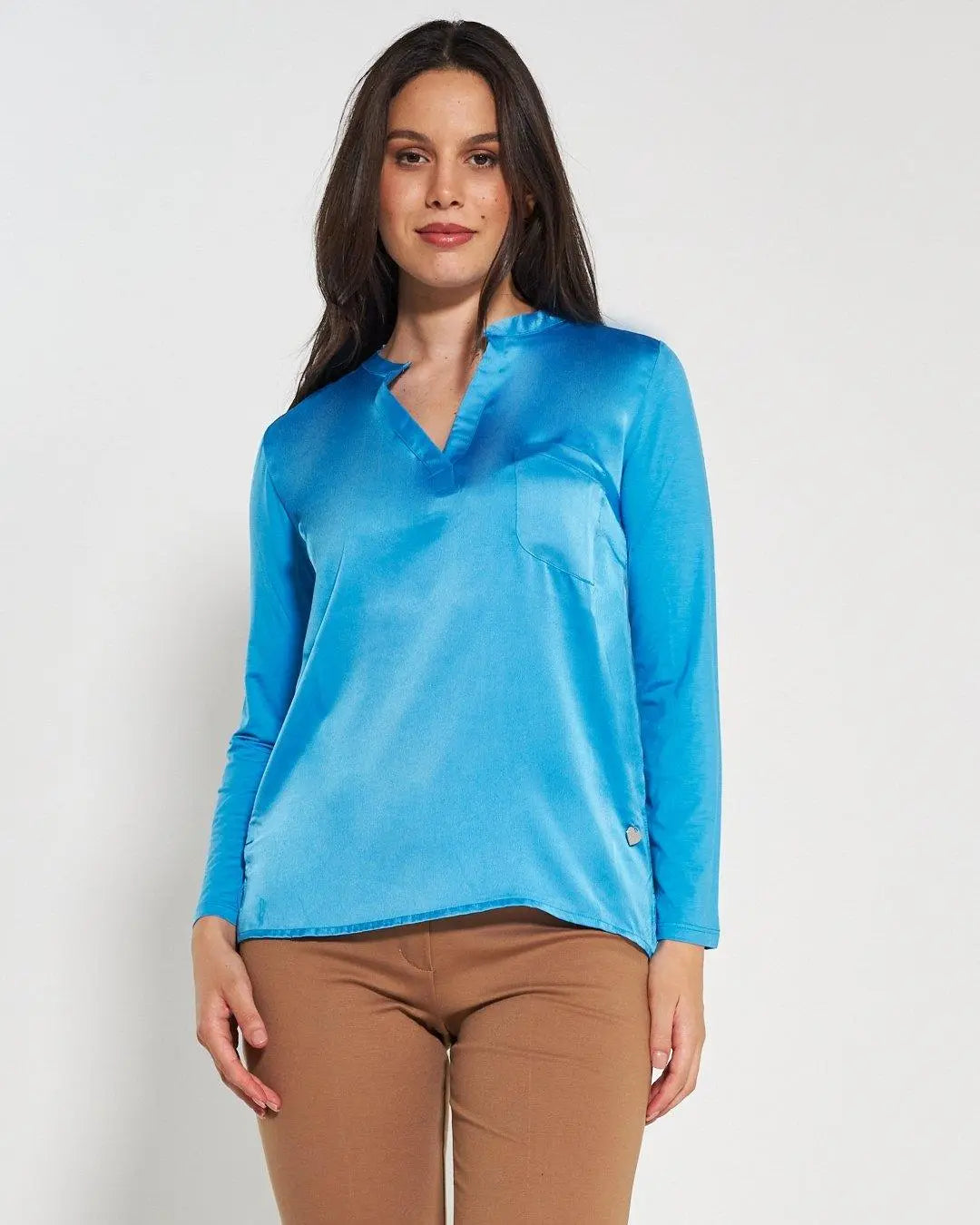 Blusa bi-materiale PAVONE DORABELLA
