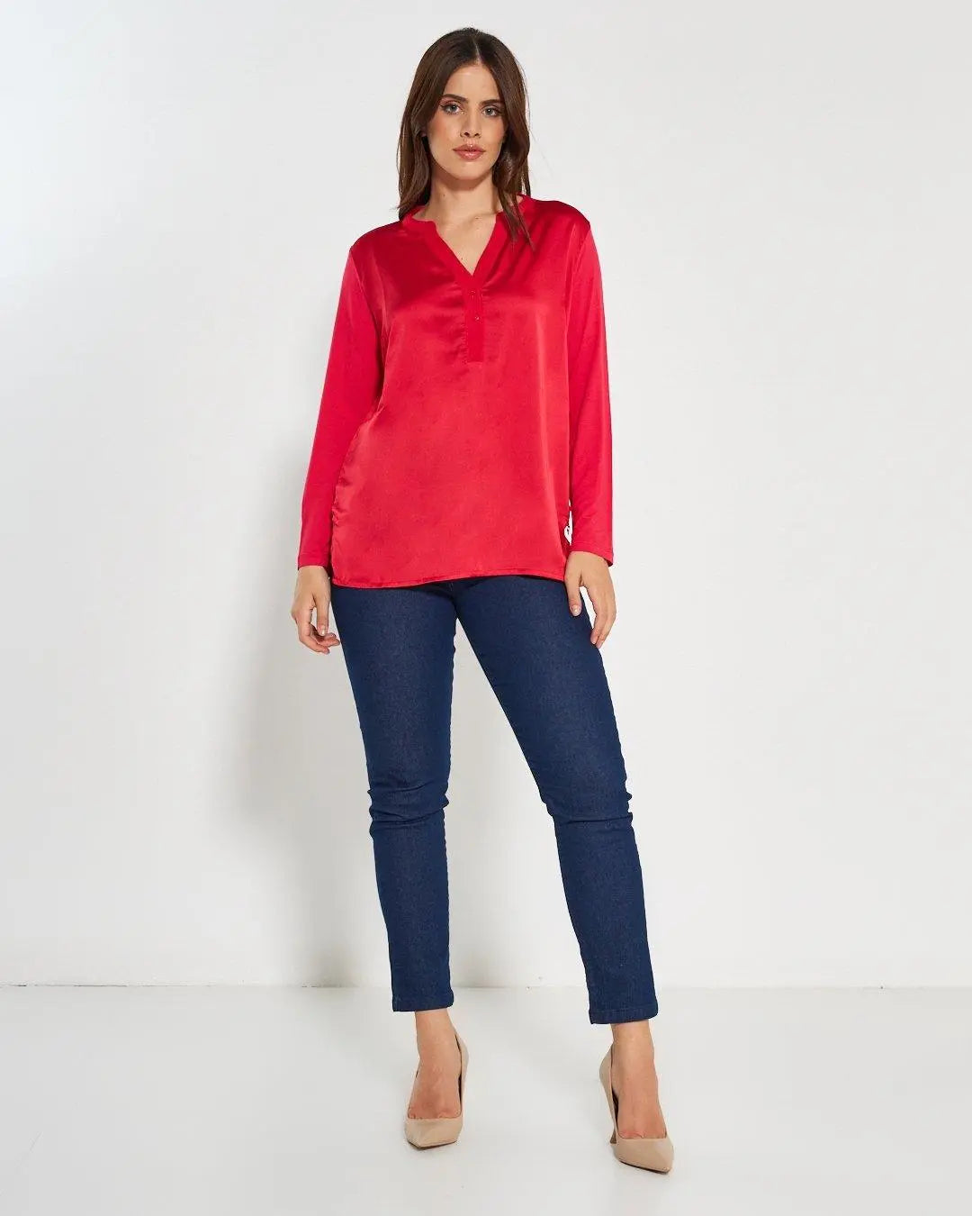 Blusa bi-materiale ROSSO DORABELLA PIU'