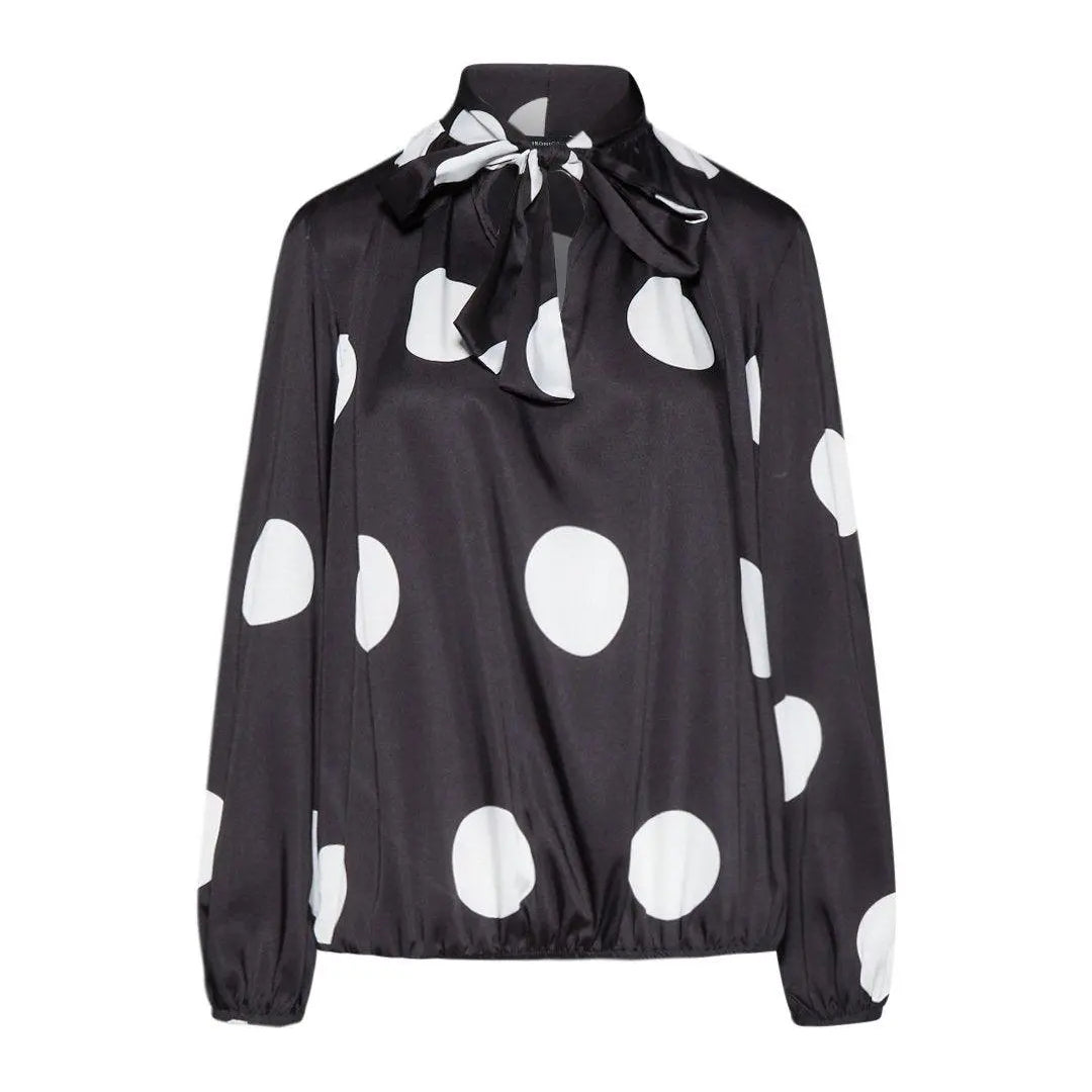 Blusa bicolore pois NERO-PANNA IRONICA 52