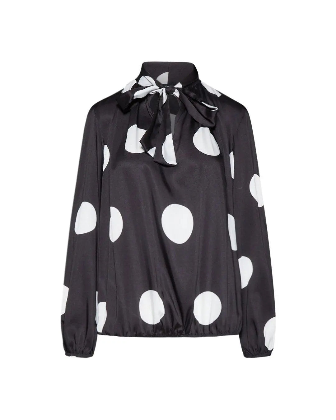 Blusa bicolore pois NERO-PANNA IRONICA 52