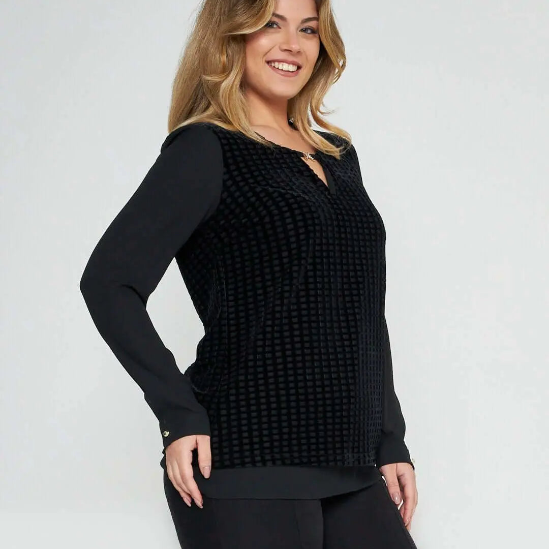Blusa con dettaglio gioiello NERO DORABELLA XXL