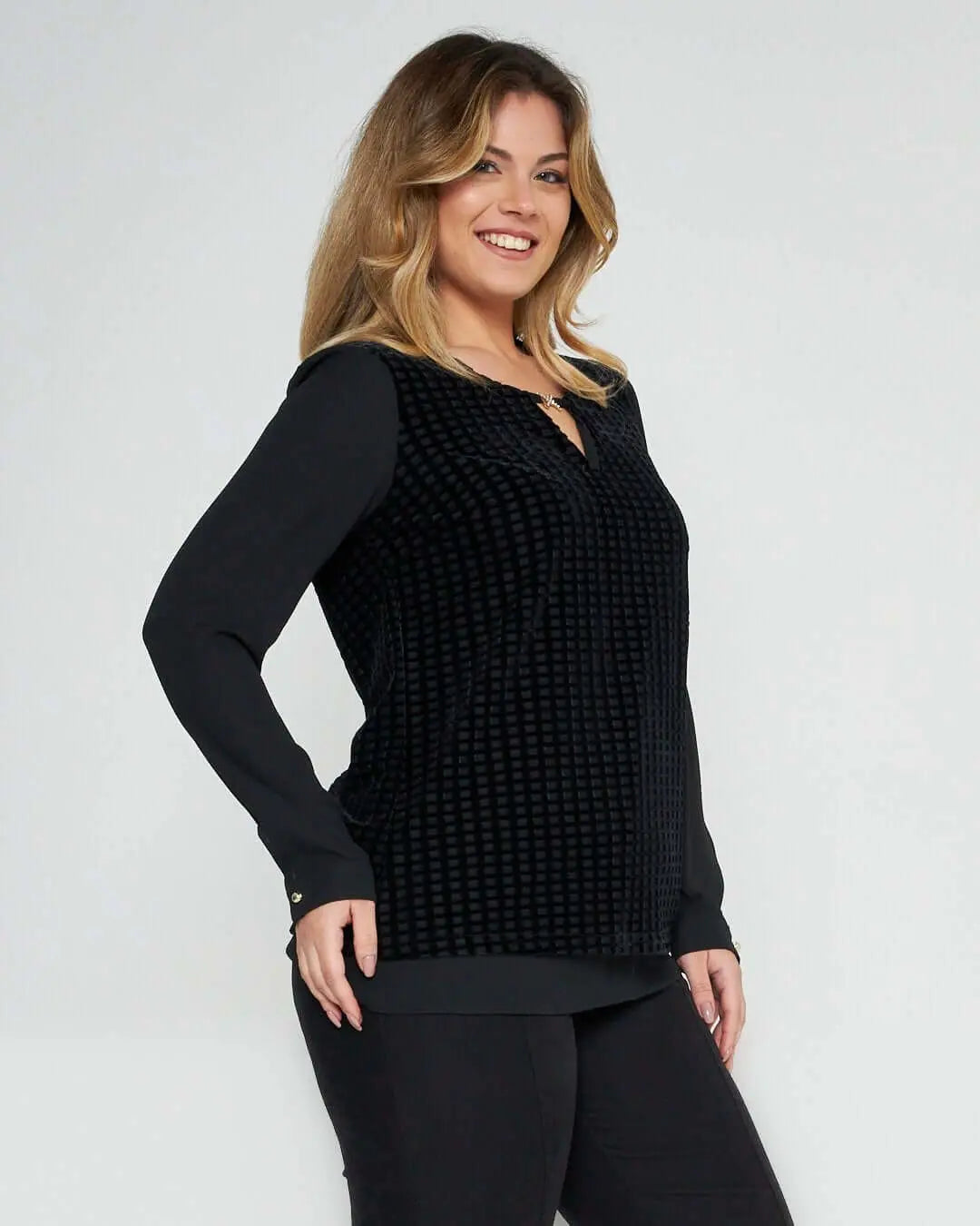 Blusa con dettaglio gioiello NERO DORABELLA XXL