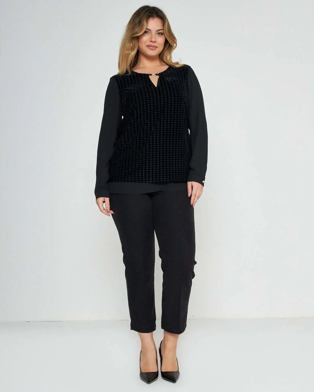 Blusa con dettaglio gioiello NERO DORABELLA