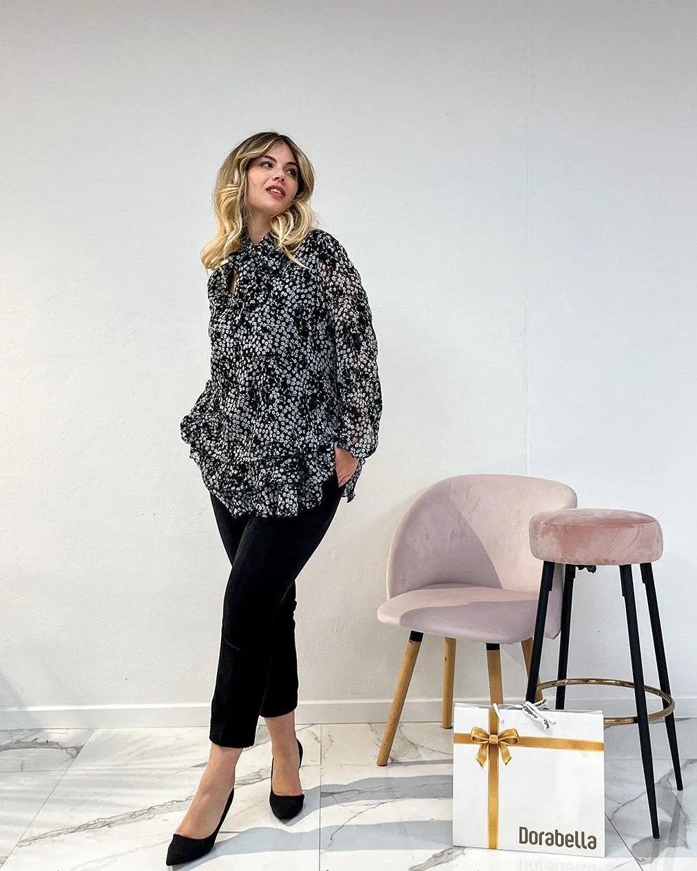 Blusa con fiocco NERO DORABELLA XXL