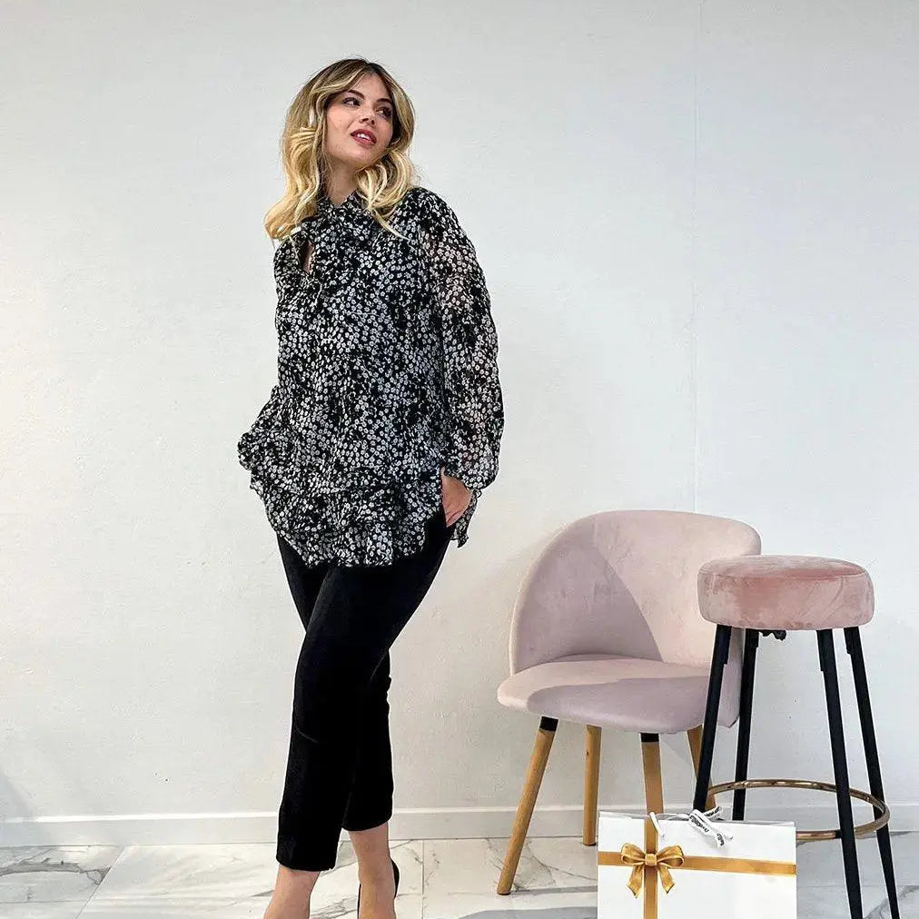Blusa con fiocco NERO DORABELLA XXL
