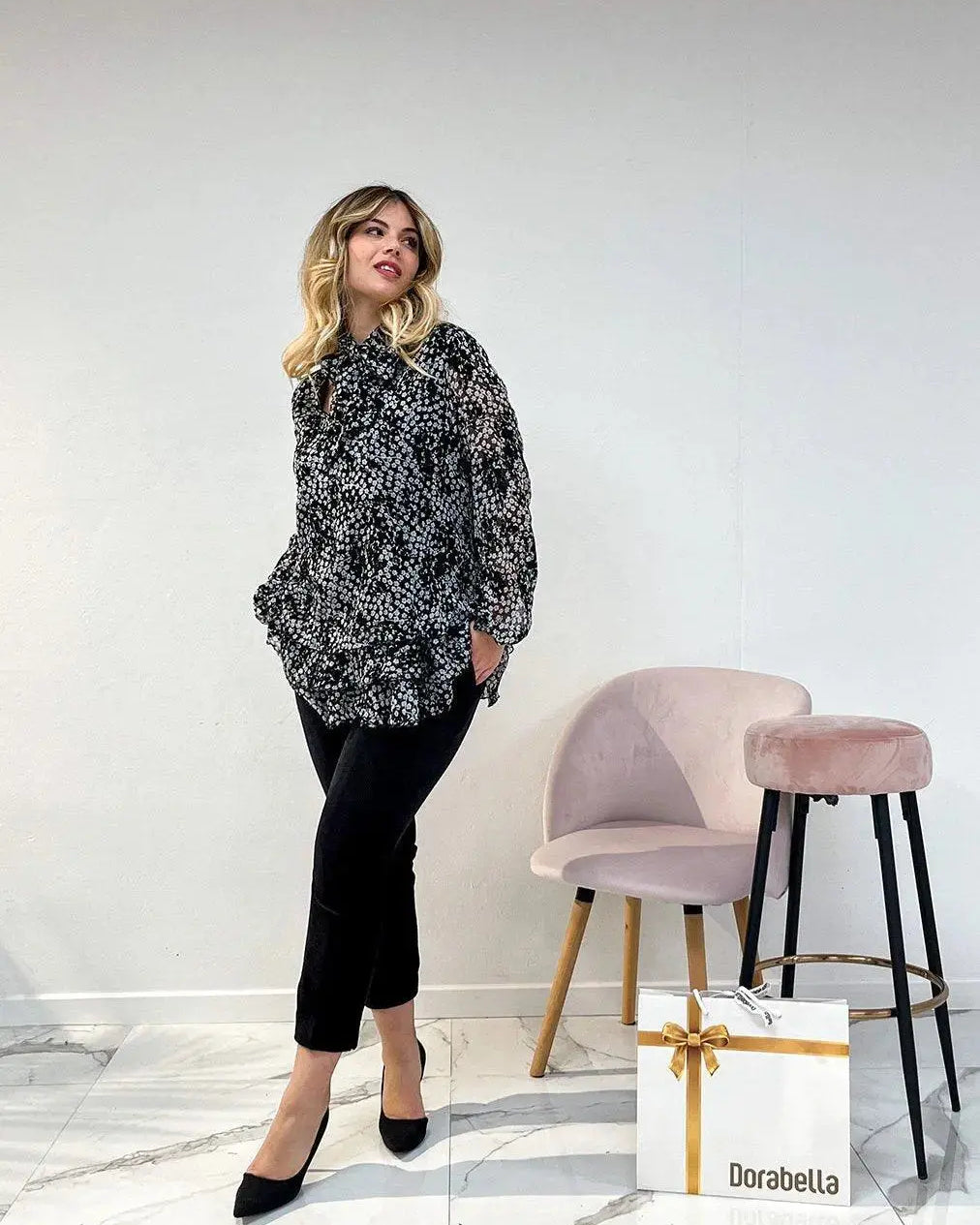 Blusa con fiocco NERO DORABELLA XXL