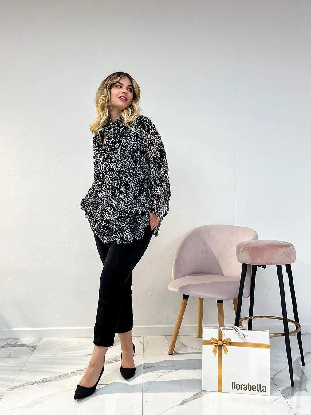 Blusa con fiocco NERO DORABELLA XXL