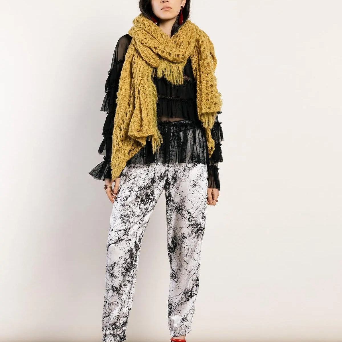 Blusa con frange pizzo NERO IRONICA