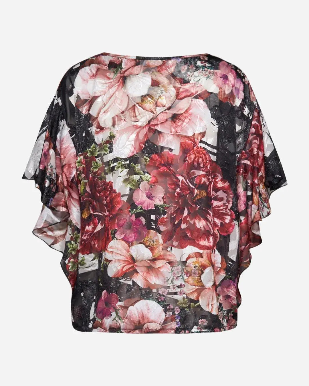 Blusa con manica svasata NERO-ROSSO DORABELLA COUTURE