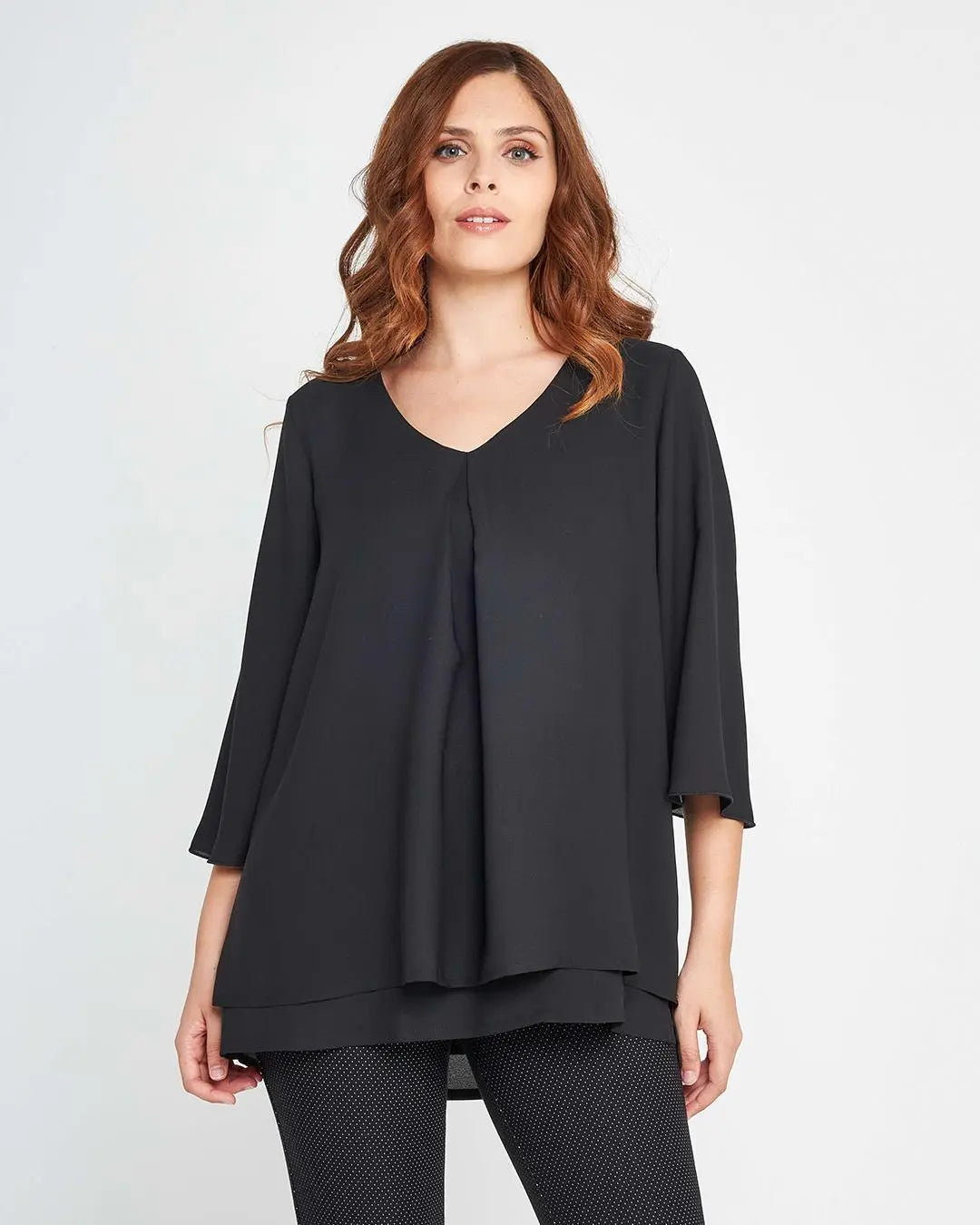 Blusa con pinces aperta Nero DORABELLA XXL
