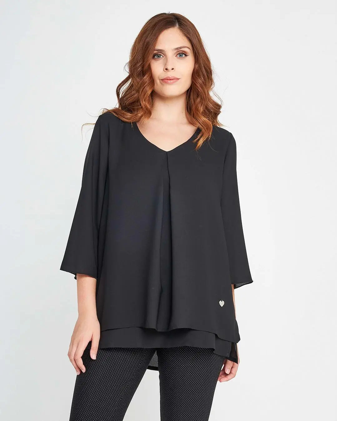 Blusa con pinces aperta Nero DORABELLA