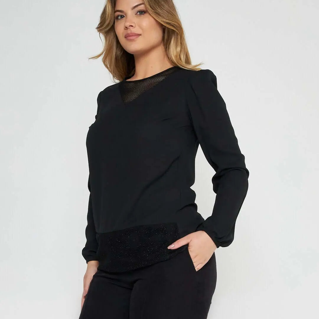 Blusa con trasparenza NERO DORABELLA XXL