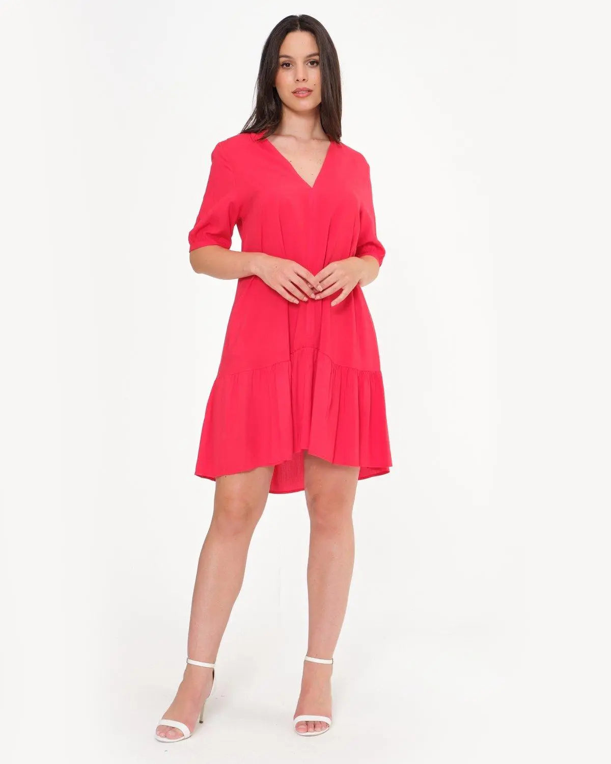 Blusa coreana fantasia con scollo a V e manica ad aletta FRAGOLA DORABELLA