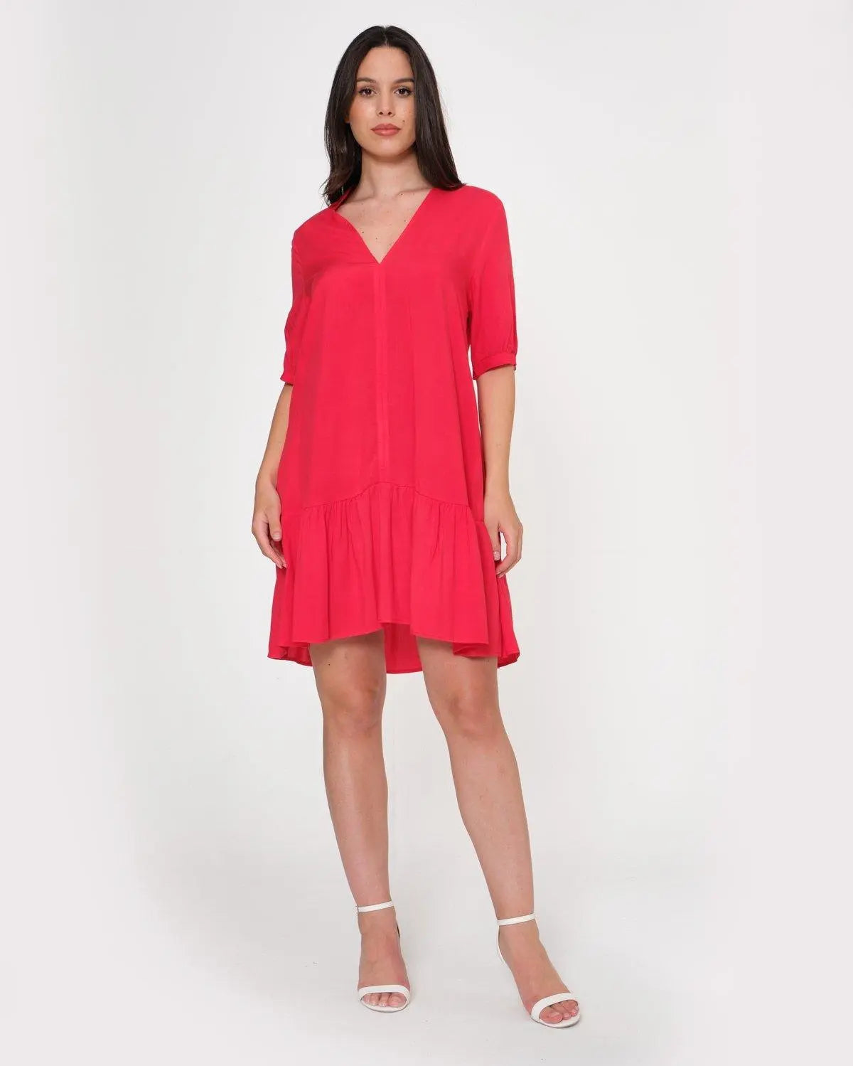 Blusa coreana fantasia con scollo a V e manica ad aletta FRAGOLA DORABELLA