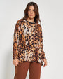 Blusa fantasia animalier TABACCO DORABELLA PIU'
