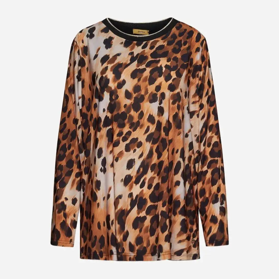 Blusa fantasia animalier TABACCO DORABELLA PIU'