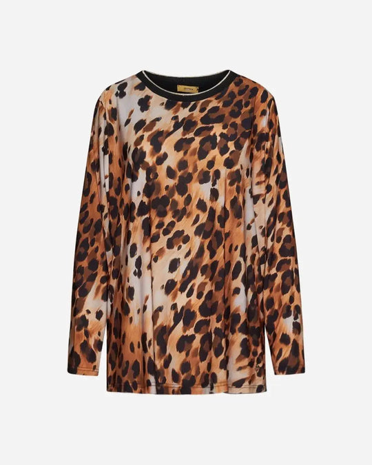 Blusa fantasia animalier TABACCO DORABELLA PIU'