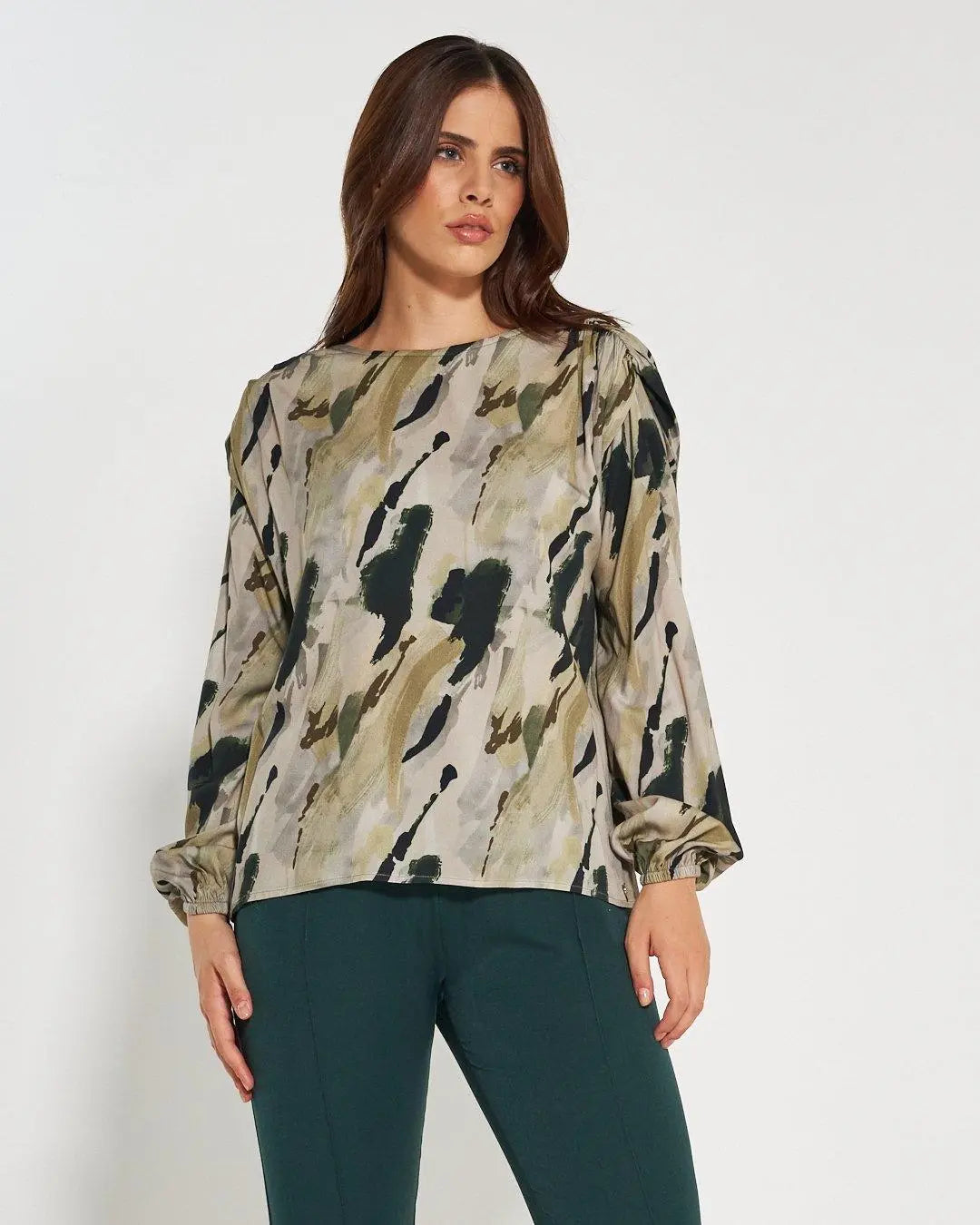 Blusa fantasia astratta VERDE BOSCO DORABELLA XXL