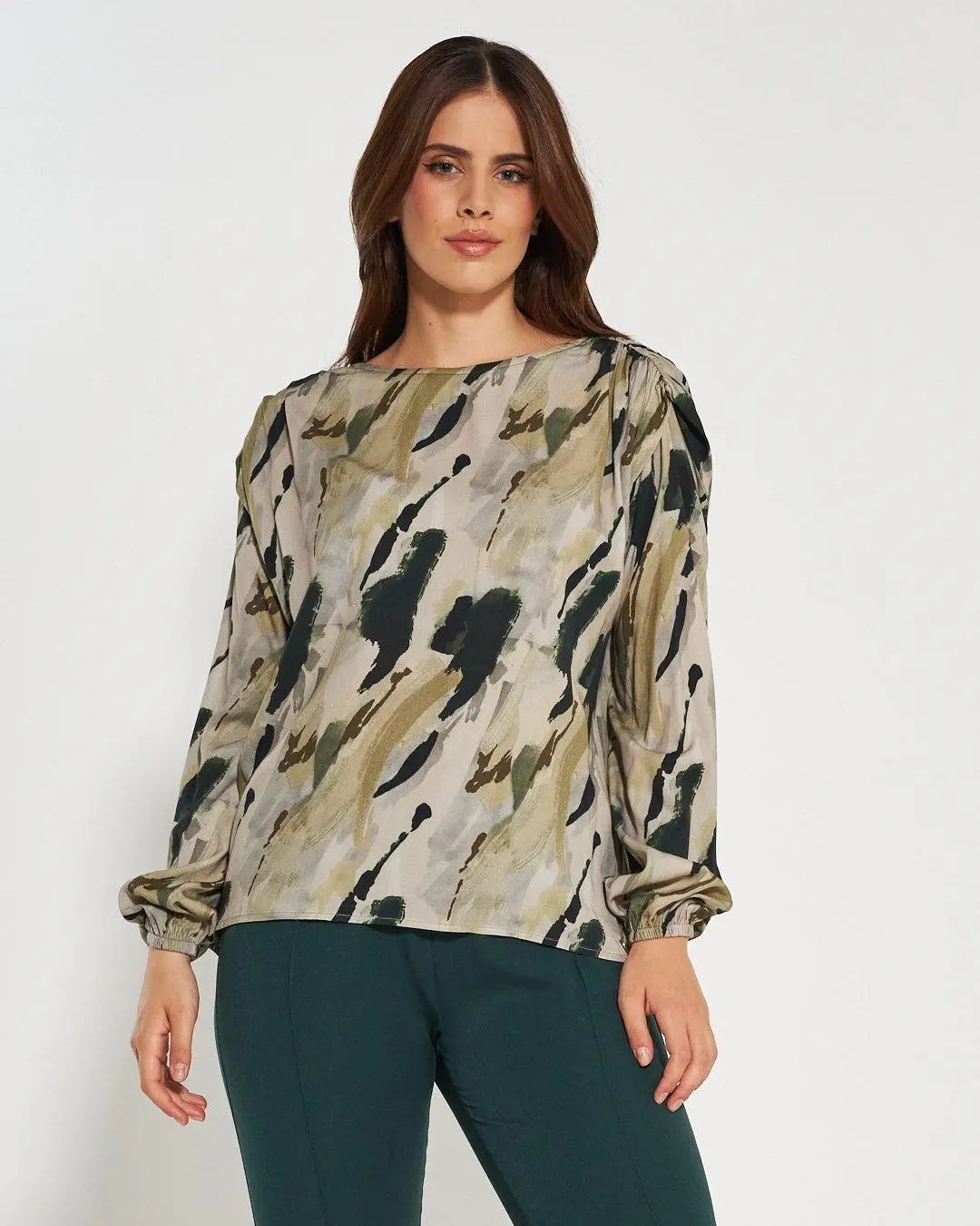Blusa fantasia astratta VERDE BOSCO DORABELLA