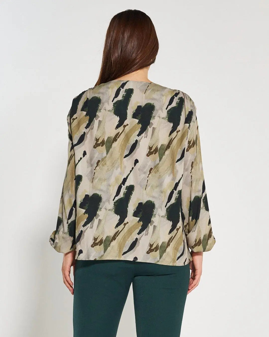 Blusa fantasia astratta VERDE BOSCO DORABELLA