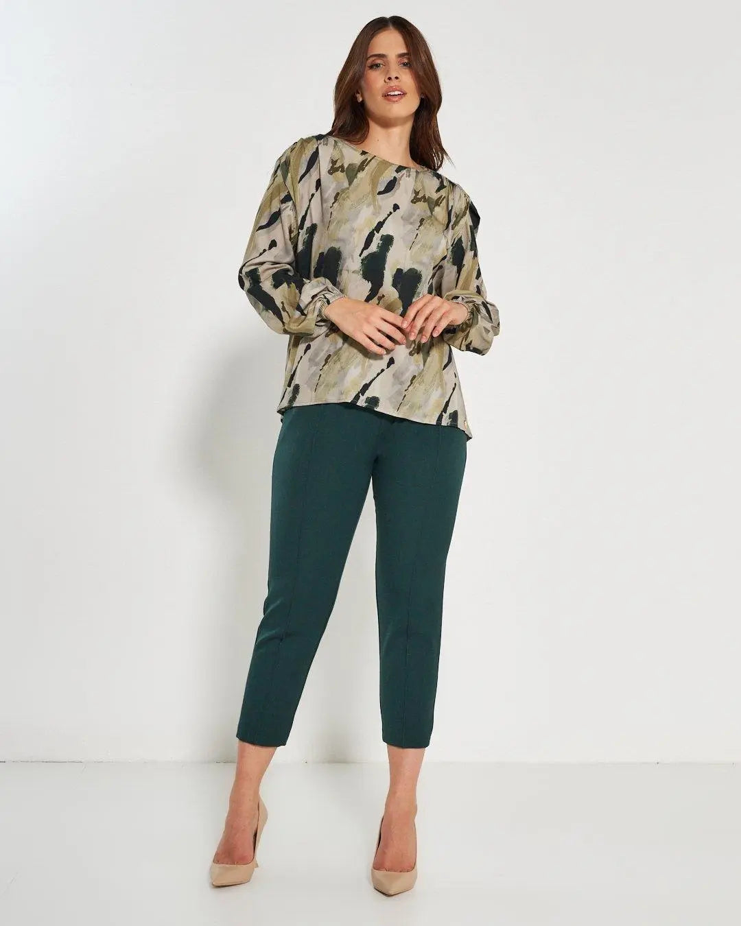 Blusa fantasia astratta VERDE BOSCO DORABELLA