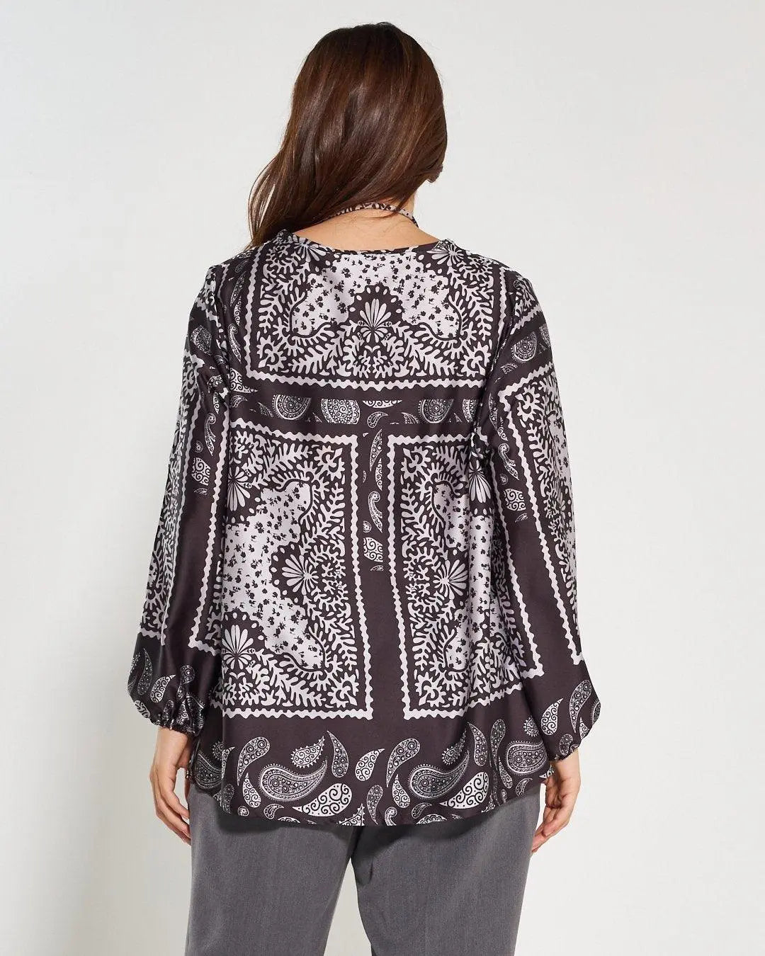 Blusa fantasia floreale GRIGIO PERLA DORABELLA PIU'