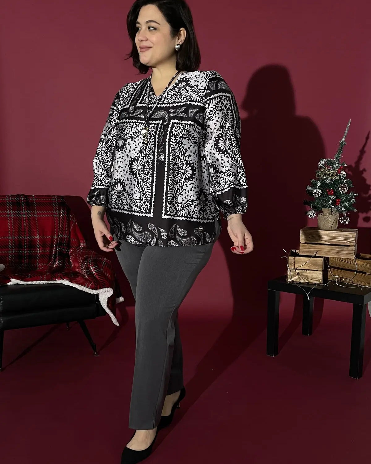 Blusa fantasia floreale GRIGIO PERLA DORABELLA PIU'