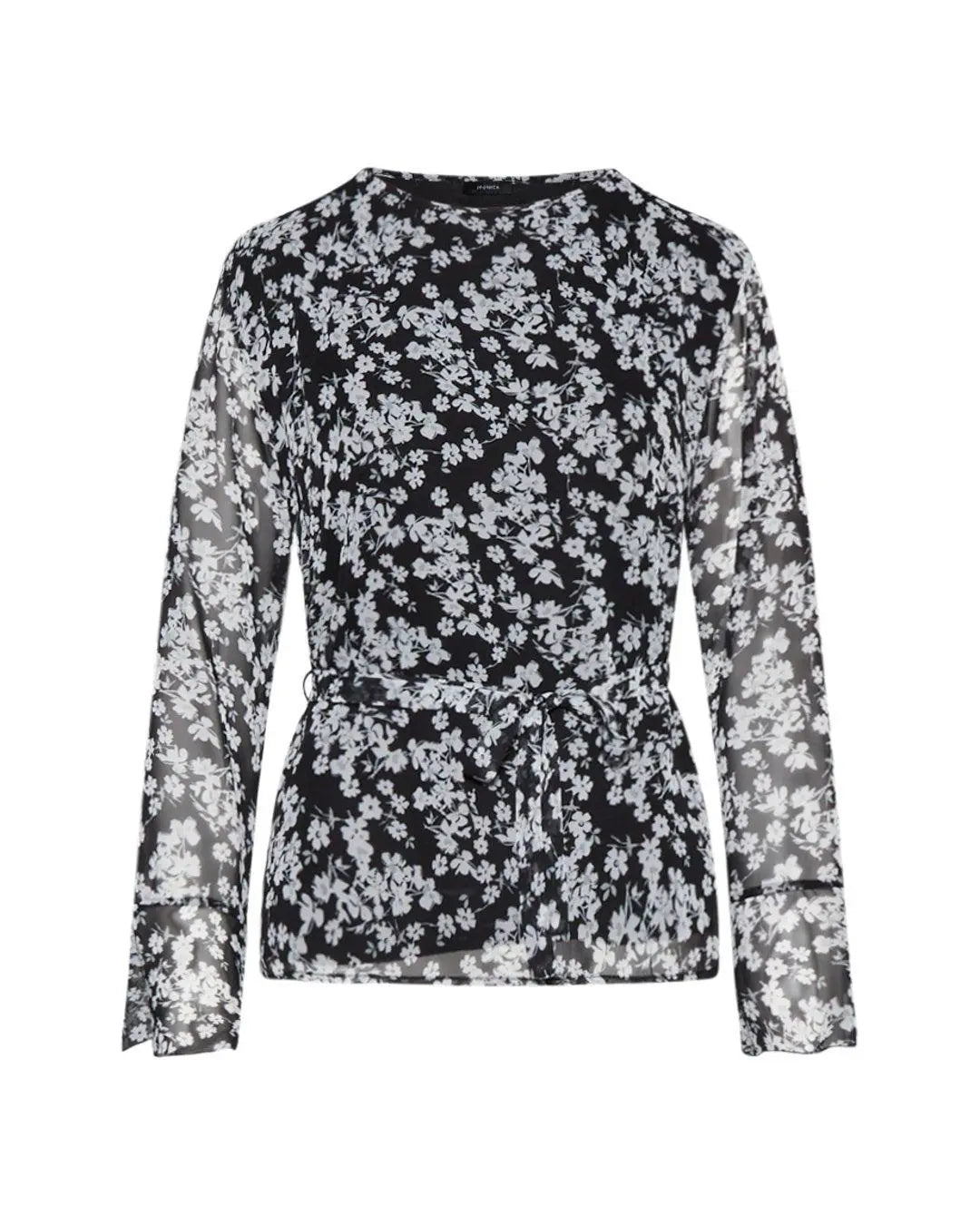 Blusa fantasia floreale NERO-PANNA IRONICA 3XL