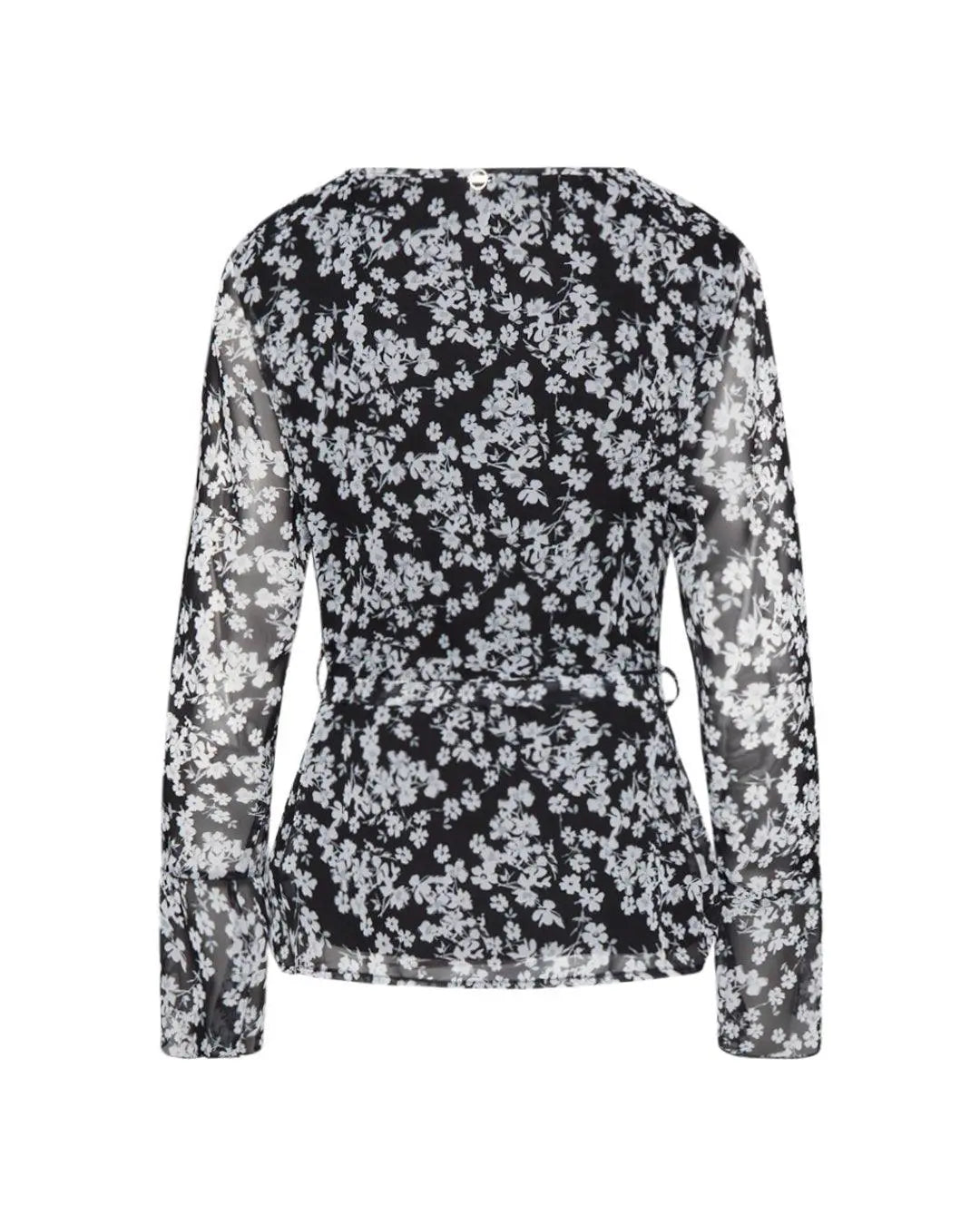 Blusa fantasia floreale NERO-PANNA IRONICA